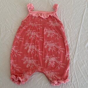 Kickkee Pink Sleeveless Seahorse Jumper w/ Ruffles & Bottom Buttons 6-12 months